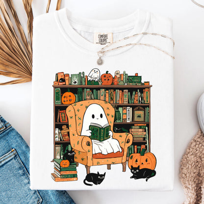 Reading Ghost Halloween Comfort Colors Tee