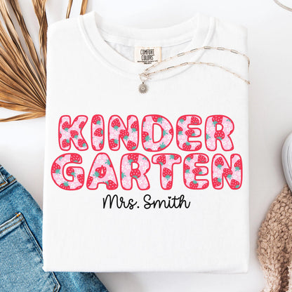 Comfort Colors Teacher Shirt, Kindergarten Teacher Shirt, Kindergarten Shirt, Back to School Shirt, Strawberry Teacher Appreciation Tee