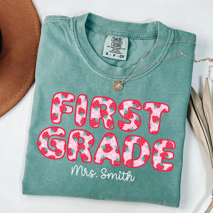 Comfort Colors Teacher Shirt, First Grade Teacher Shirt, 1st Grade Shirt, Back to School Teacher Shirt, Strawberry Teacher Appreciation Tee