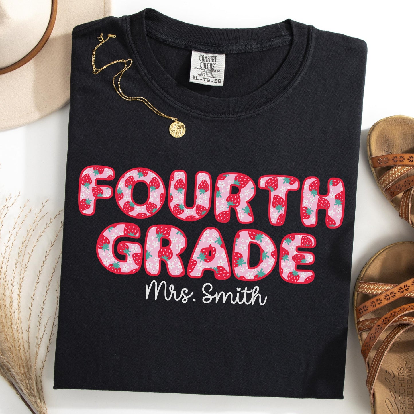 Comfort Colors Teacher Shirt, Fourth Grade Teacher Shirt, 4th Grade Teacher Shirt, Back to School Shirt, Strawberry Teacher Appreciation Tee