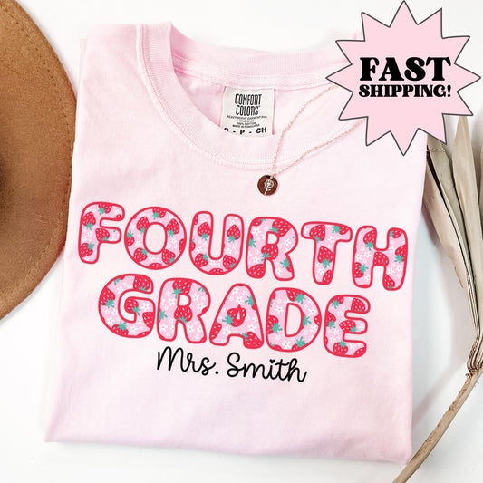 Comfort Colors Teacher Shirt, Fourth Grade Teacher Shirt, 4th Grade Teacher Shirt, Back to School Shirt, Strawberry Teacher Appreciation Tee
