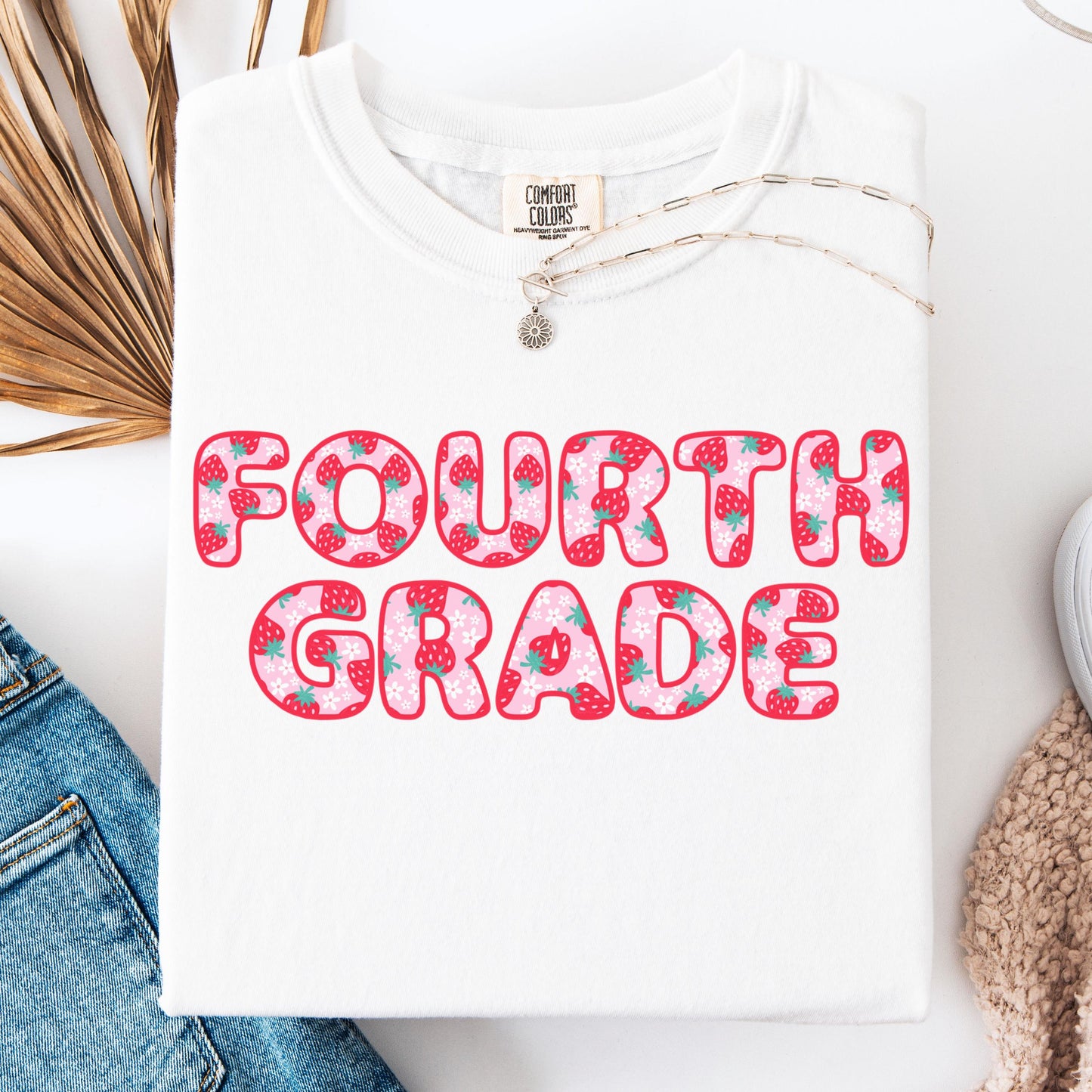 Comfort Colors Teacher Shirt, Fourth Grade Teacher Shirt, 4th Grade Teacher Shirt, Back to School Shirt, Strawberry Teacher Appreciation Tee