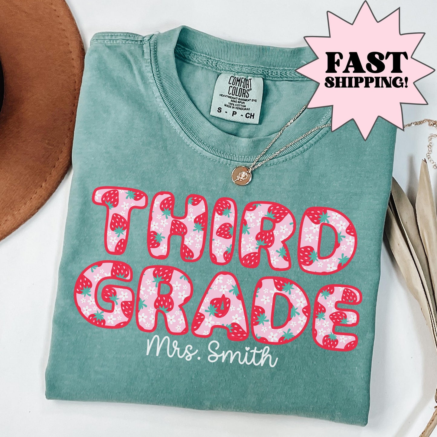 Comfort Colors Teacher Shirt, Third Grade Teacher Shirt, 3rd Grade Teacher Shirt, Back to School Shirt, Strawberry Teacher Appreciation Tee