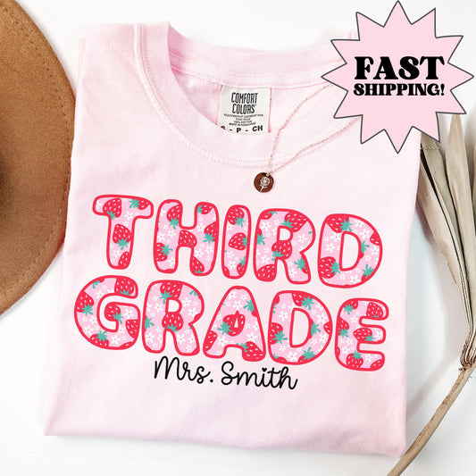 Comfort Colors Teacher Shirt, Third Grade Teacher Shirt, 3rd Grade Teacher Shirt, Back to School Shirt, Strawberry Teacher Appreciation Tee