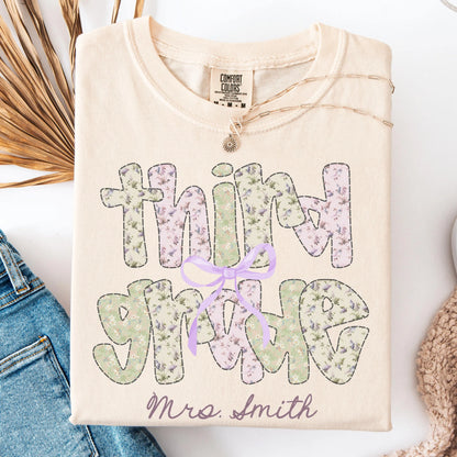 Comfort Colors Teacher Shirt, Third Grade Teacher Shirt, 3rd Grade Teacher Team Tee, Floral Second Grade Teacher Tee, Back to School Shirt