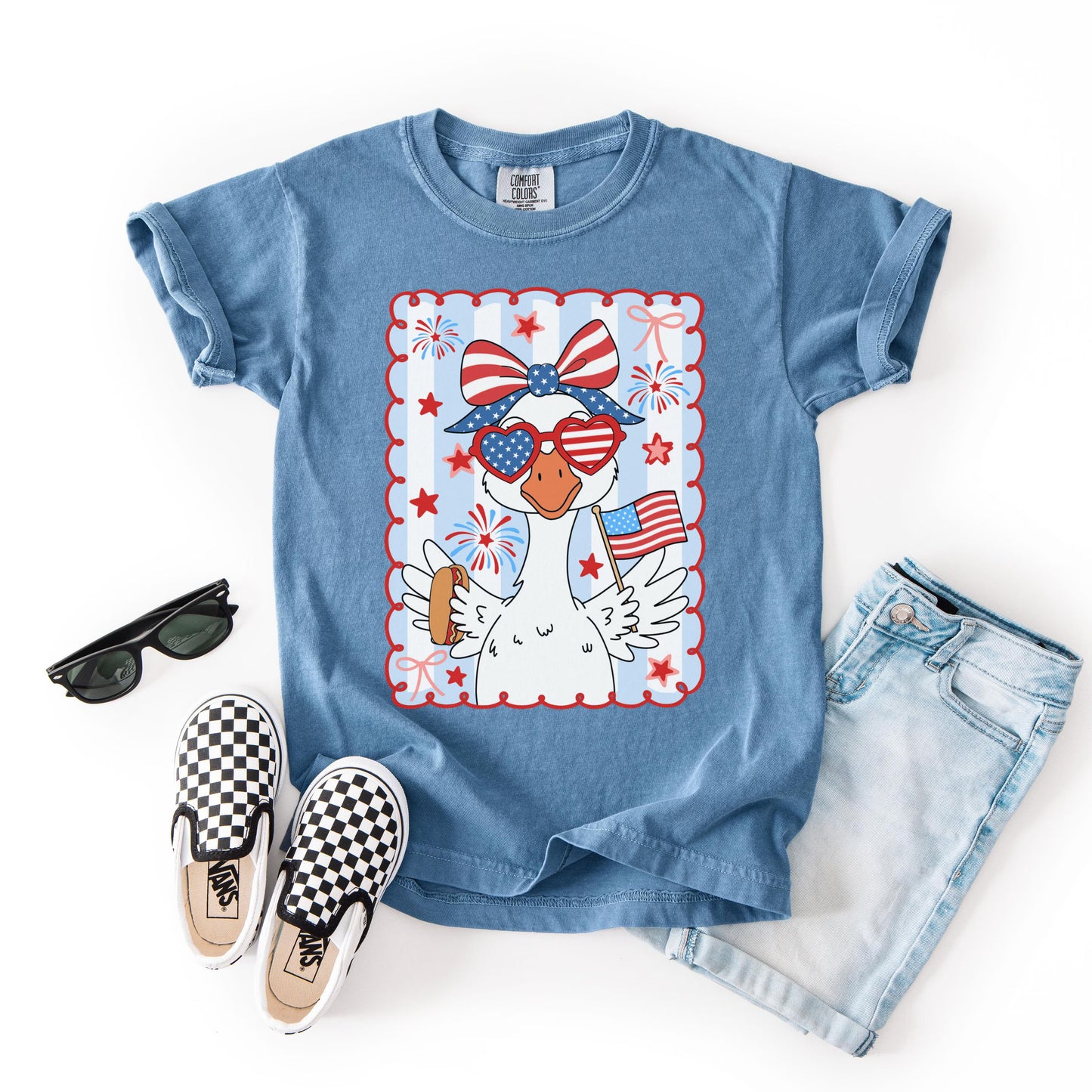Comfort Colors Kids 4th of July Shirt, Youth USA Shirt, Fourth of July Shirt, Goose Kid Shirt, Brother Sister Shirt, Youth Goose Tshirt