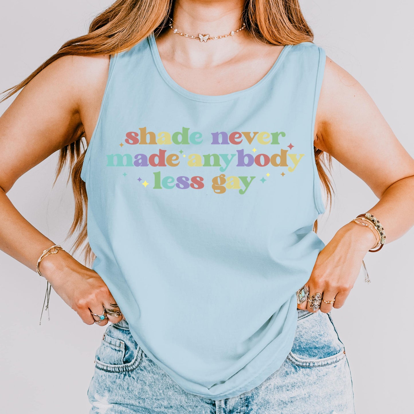 Comfort Colors Pride Tank, Gay Shirt, LGBTQ Shirt, Lesbian Tee, Inclusive Shirt, Transgender Tank, Equality Shirt, Shade Never Made Less Gay