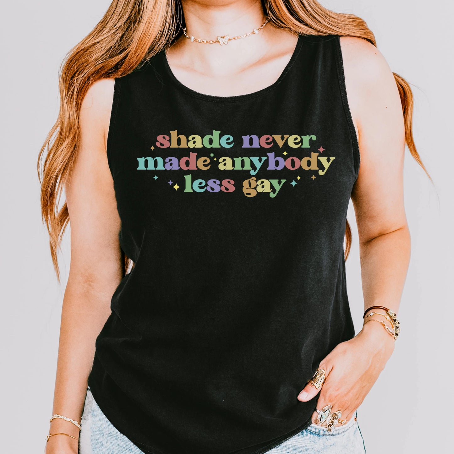 Comfort Colors Pride Tank, Gay Shirt, LGBTQ Shirt, Lesbian Tee, Inclusive Shirt, Transgender Tank, Equality Shirt, Shade Never Made Less Gay