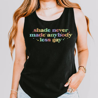 Comfort Colors Pride Tank, Gay Shirt, LGBTQ Shirt, Lesbian Tee, Inclusive Shirt, Transgender Tank, Equality Shirt, Shade Never Made Less Gay