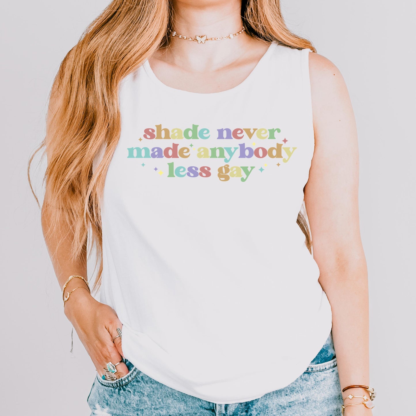 Comfort Colors Pride Tank, Gay Shirt, LGBTQ Shirt, Lesbian Tee, Inclusive Shirt, Transgender Tank, Equality Shirt, Shade Never Made Less Gay