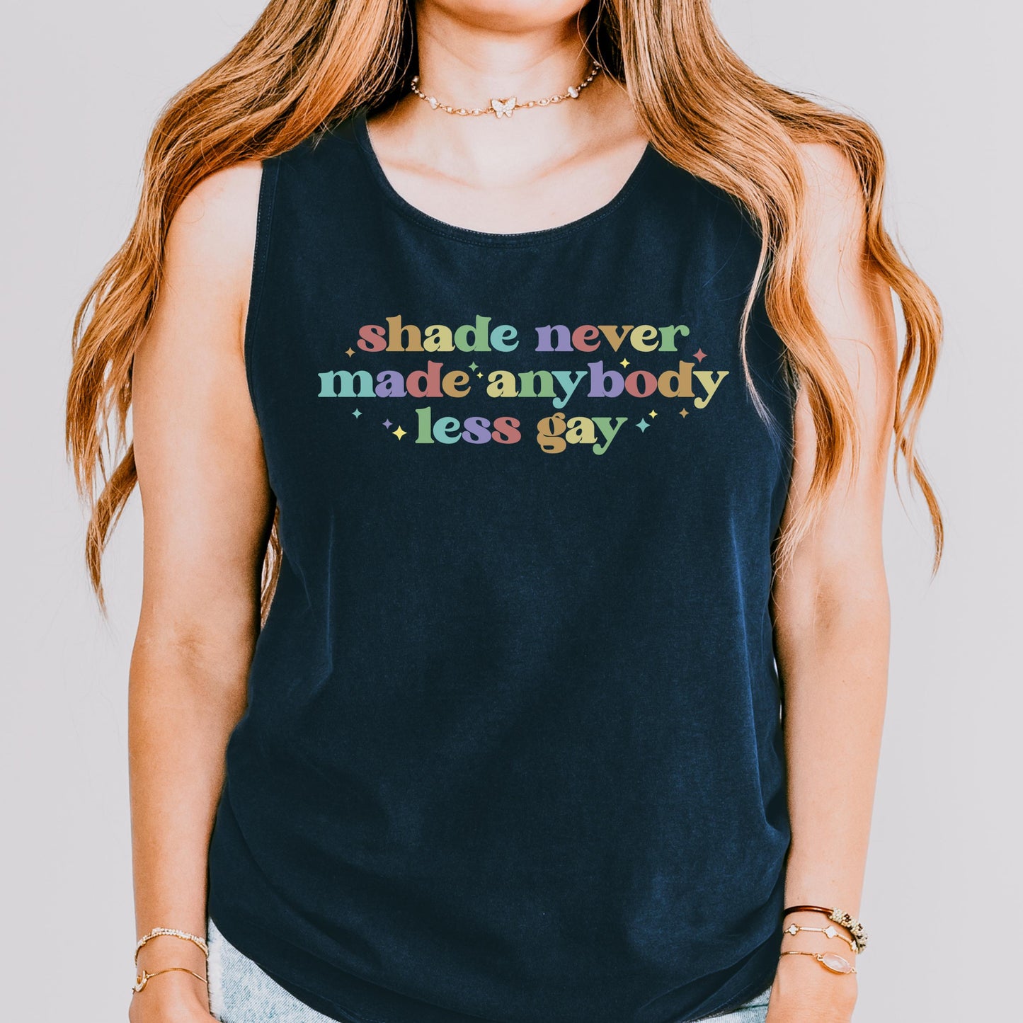 Comfort Colors Pride Tank, Gay Shirt, LGBTQ Shirt, Lesbian Tee, Inclusive Shirt, Transgender Tank, Equality Shirt, Shade Never Made Less Gay