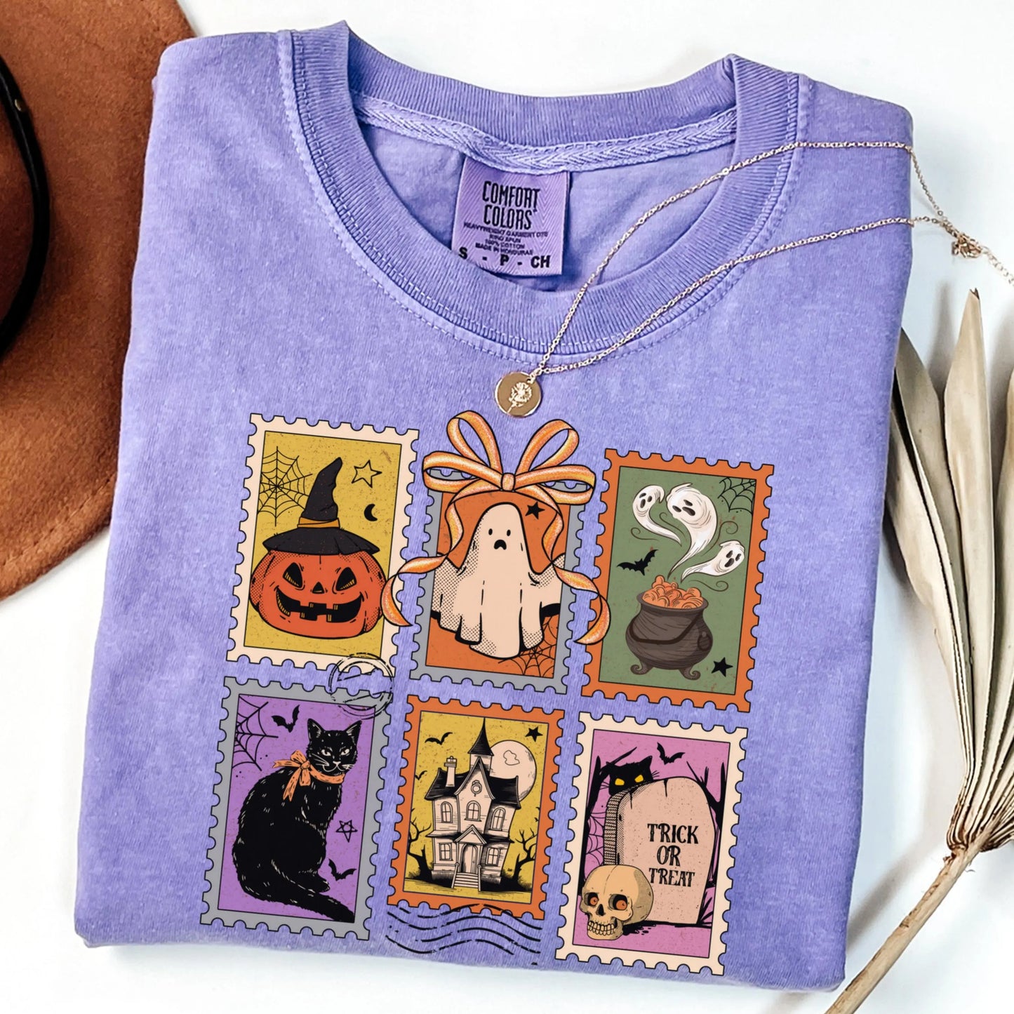 Summerween Cute Ghost Cat Comfort Colors Tee
