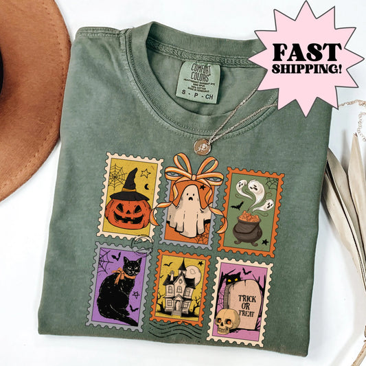 Summerween Cute Ghost Cat Comfort Colors Tee
