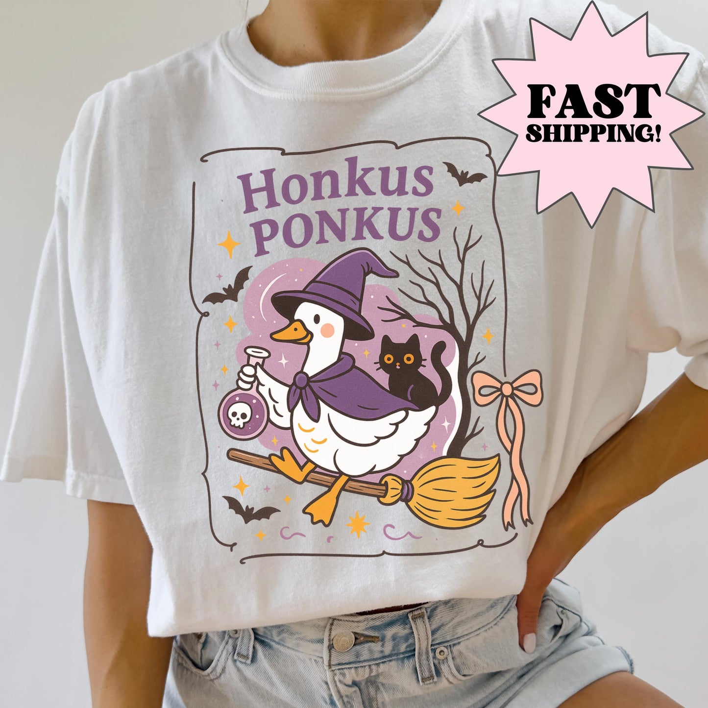 Silly Goose Witch Comfort Colors Halloween Tee