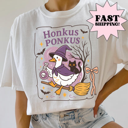 Silly Goose Witch Comfort Colors Halloween Tee