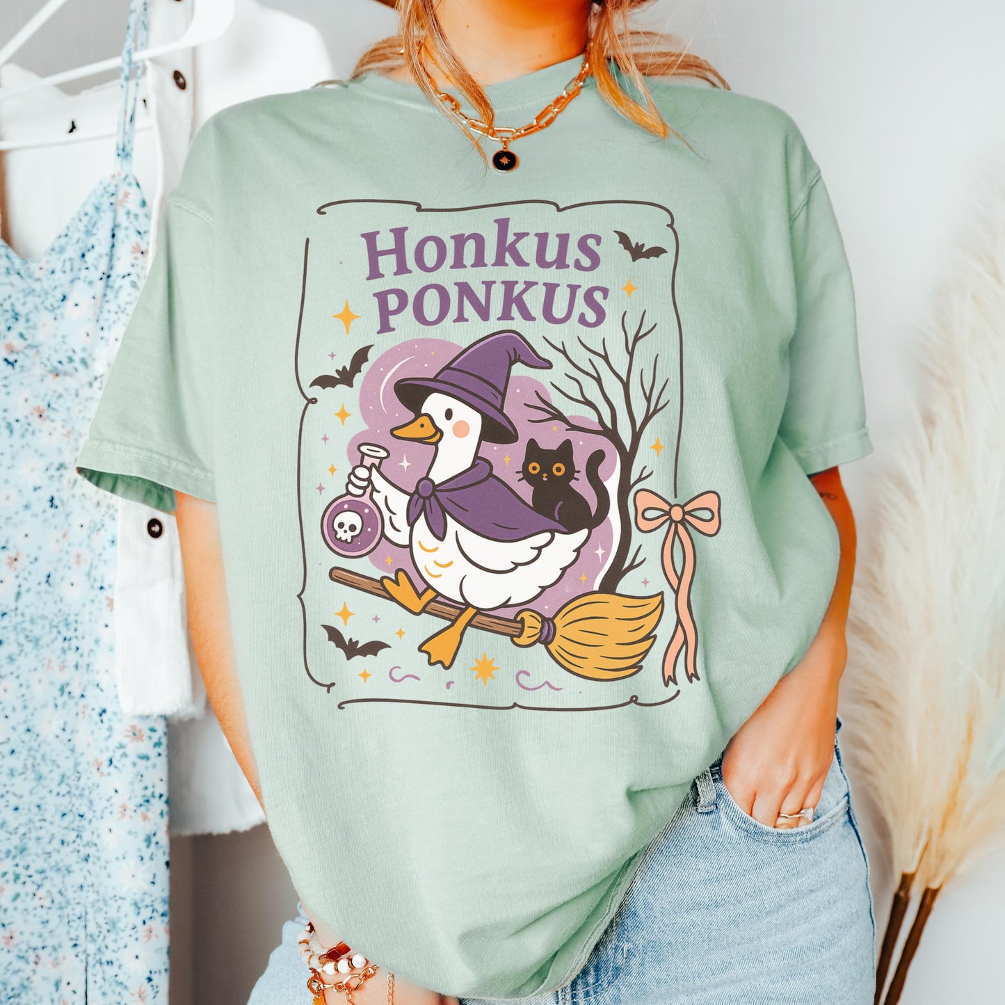 Silly Goose Witch Comfort Colors Halloween Tee