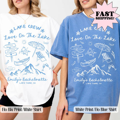 Comfort Colors Lake Bachelorette Shirts, Camp Bachelorette Tees, Love on The Lake Bride Tee, Hiking Bridal Party, Lake Tshirt, Girls Trip
