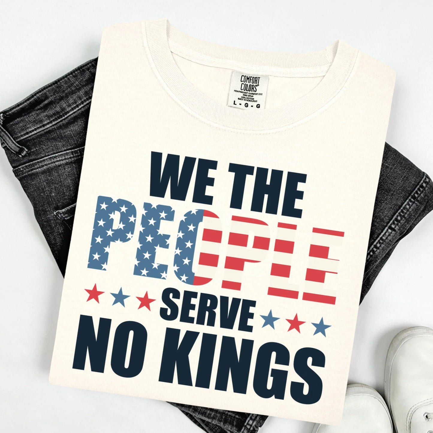 Comfort Colors No Kings in America Shirt, No Kings Shirt, Political T-Shirt, Patriotic Shirt, Lady Liberty Shirt, Social Justice Shirt
