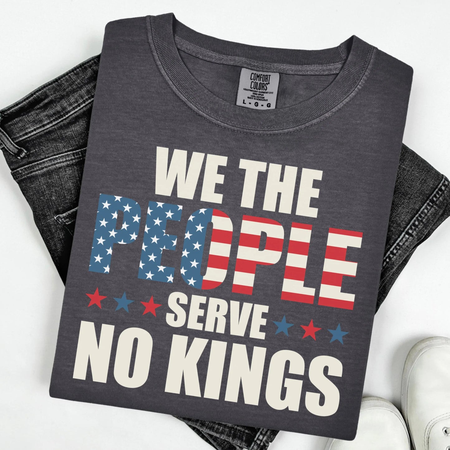 Comfort Colors No Kings in America Shirt, No Kings Shirt, Political T-Shirt, Patriotic Shirt, Lady Liberty Shirt, Social Justice Shirt