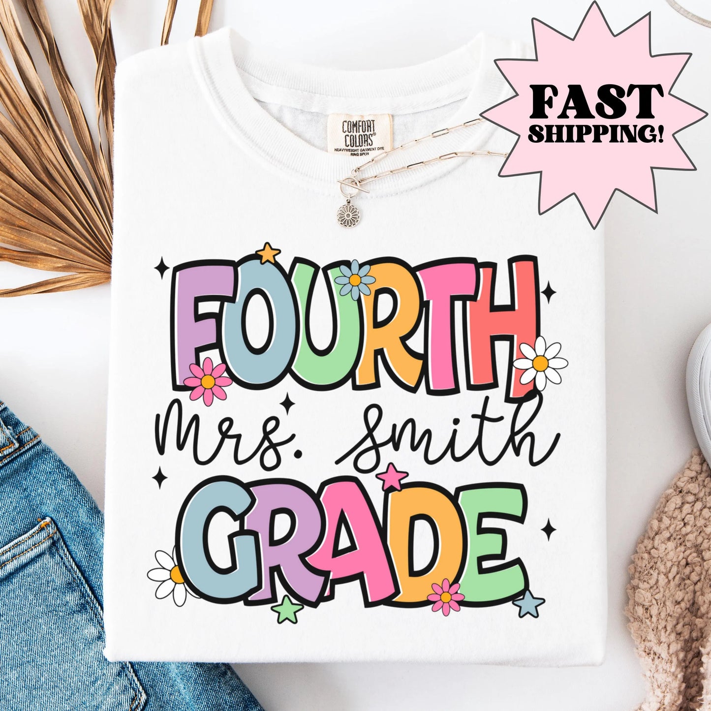 Comfort Colors Teacher Shirt, Fourth Grade Teacher Shirt, 4th Grade Teacher Shirt, Back to School Shirt, Custom Teacher Appreciation Tee
