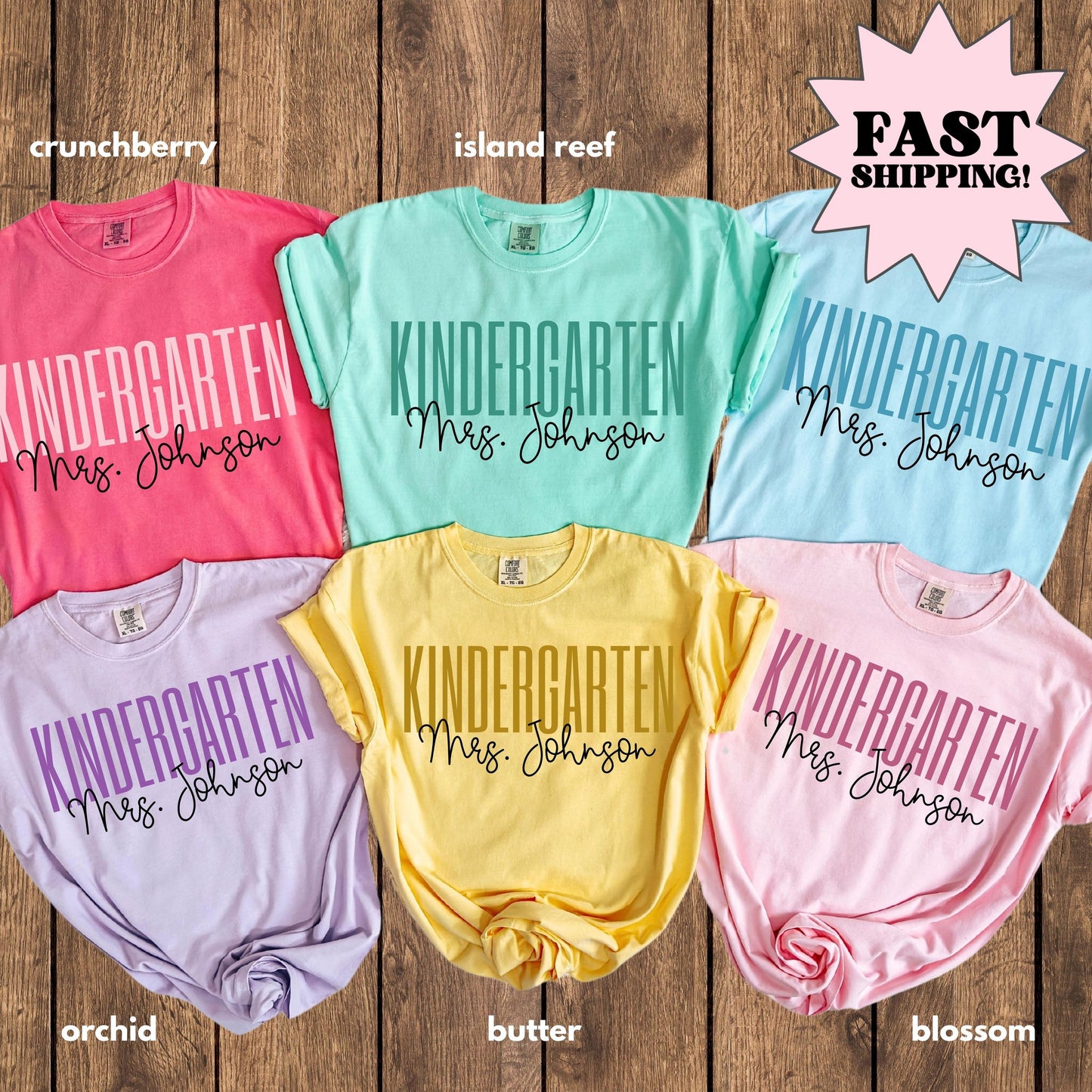 Comfort Colors Teacher Shirt, Kindergarten Teacher Shirt, Fall Kindergarten Shirt, Back to School Shirt, Custom Halloween Teacher Tee