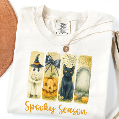 Ghost Cat Halloween Comfort Colors Tee