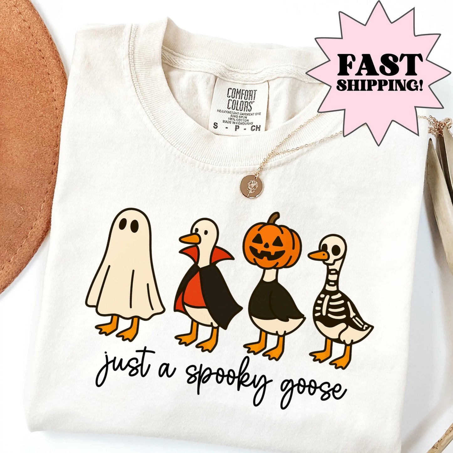 Funny Spooky Goose Halloween Comfort Colors Tee
