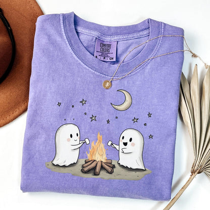 Camping Ghosts Roasting Marshmallows Comfort Colors Tee
