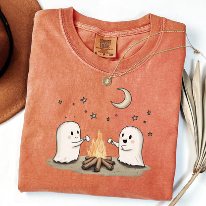 Camping Ghosts Roasting Marshmallows Comfort Colors Tee