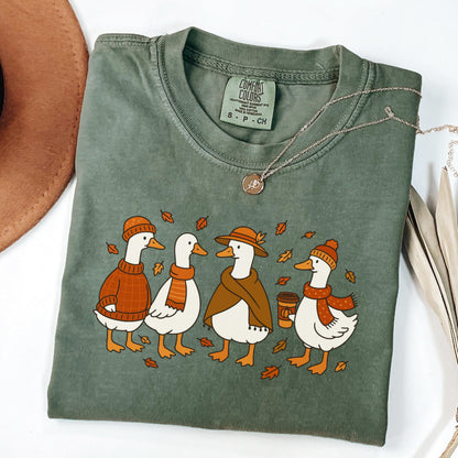 Cozy Coffee Fall Goose Comfort Colors Shirt