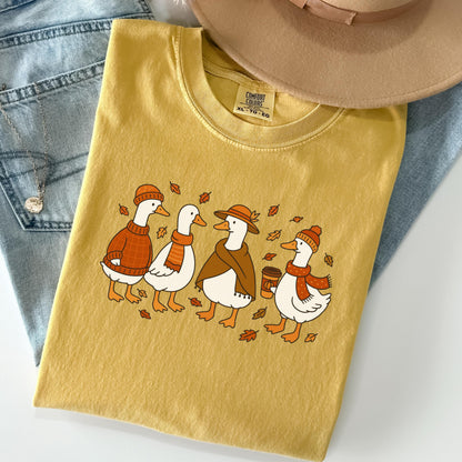 Cozy Coffee Fall Goose Comfort Colors Shirt
