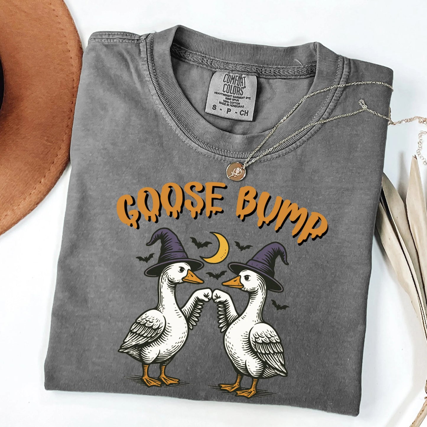 Fist Bumping Halloween Goose Comfort Colors Tee