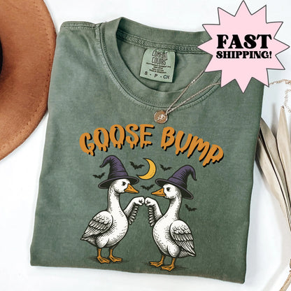 Fist Bumping Halloween Goose Comfort Colors Tee