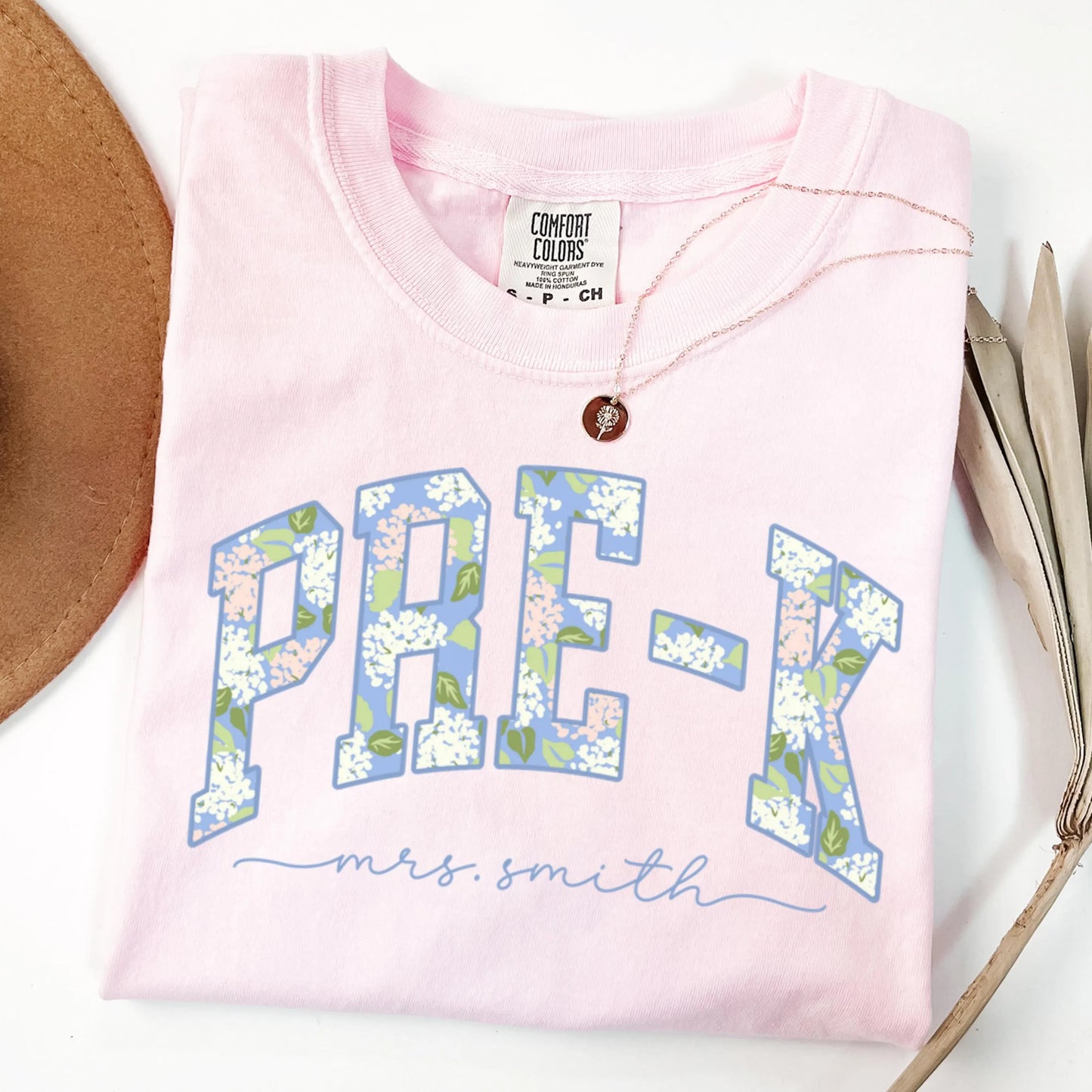 Comfort Colors Teacher Shirt, Pre K Teacher Shirt, Pre-K Teacher Shirt, Floral Hydrangea Teacher Tee, Pre K Team Back to School Shirts
