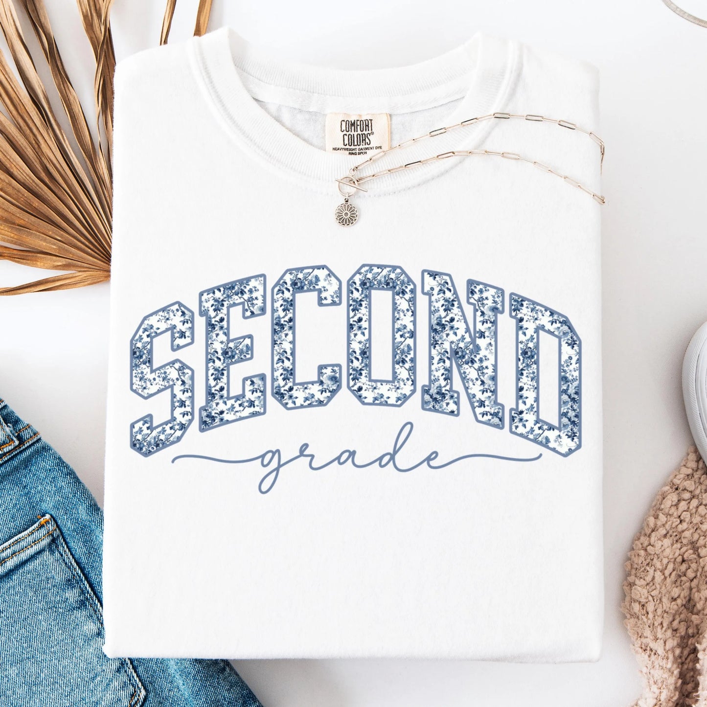 Comfort Colors Teacher Shirt, Second Grade Teacher Shirt, 2nd Grade Teacher Shirt, Toile De Jouy Floral Teacher Tee, Back to School Shirt