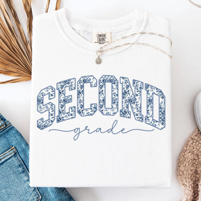 Comfort Colors Teacher Shirt, Second Grade Teacher Shirt, 2nd Grade Teacher Shirt, Toile De Jouy Floral Teacher Tee, Back to School Shirt