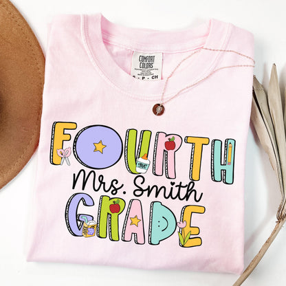Comfort Colors Teacher Shirt, Fourth Grade Teacher Shirt, 4th Grade Teacher Shirt, Back to School Shirt, Custom Teacher Appreciation Tee