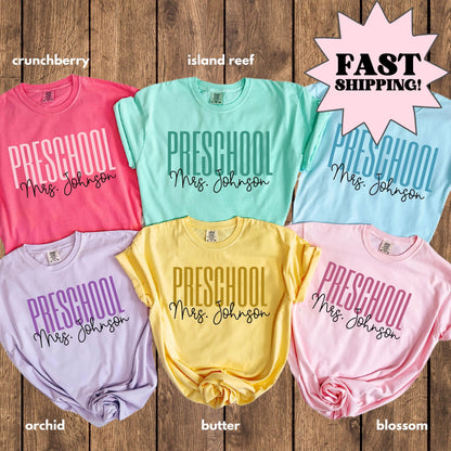 Comfort Colors Teacher Shirt, Pre K Teacher Shirt, Preschool Shirt, Back to School Shirt, Pre-K Dream Team Custom Teacher Appreciation Tee