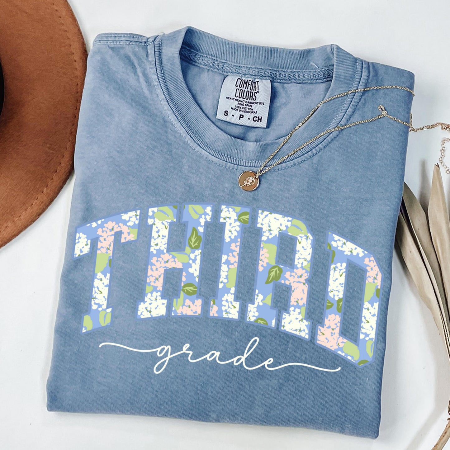 Comfort Colors Teacher Shirt, Third Grade Teacher Shirt, 3rd Grade Teacher Shirt, Floral Hydrangea Teacher Tee, Team Back to School Shirts