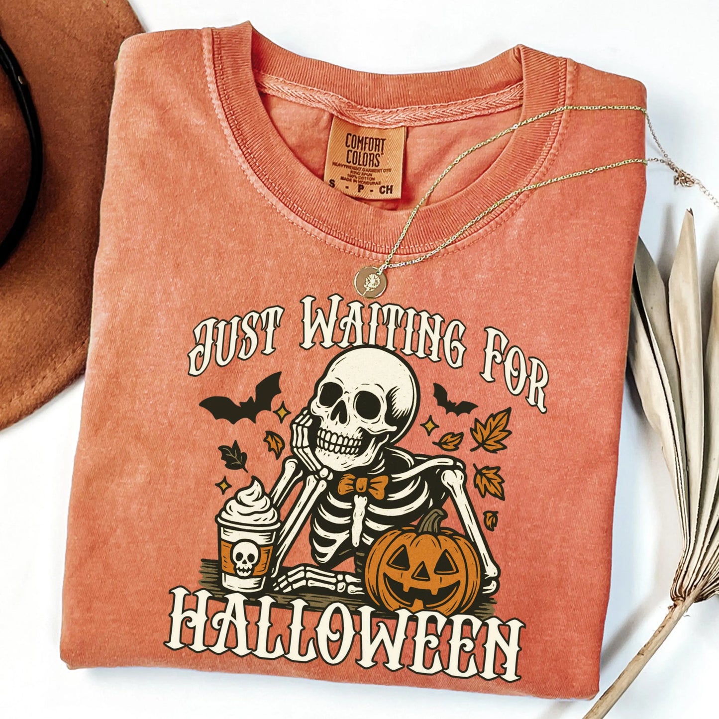 Skeleton Coffee Halloween Comfort Colors Tee
