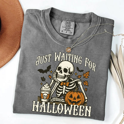 Skeleton Coffee Halloween Comfort Colors Tee