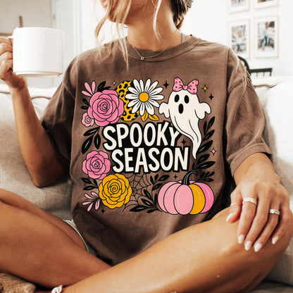 Coquette Pink Spooky Season Comfort Colors Halloween Tee