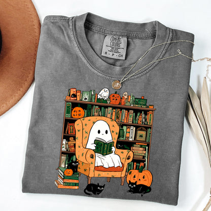 Reading Ghost Halloween Comfort Colors Tee