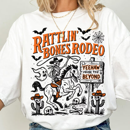 Western Rodeo Halloween Skeleton Comfort Colors Tee