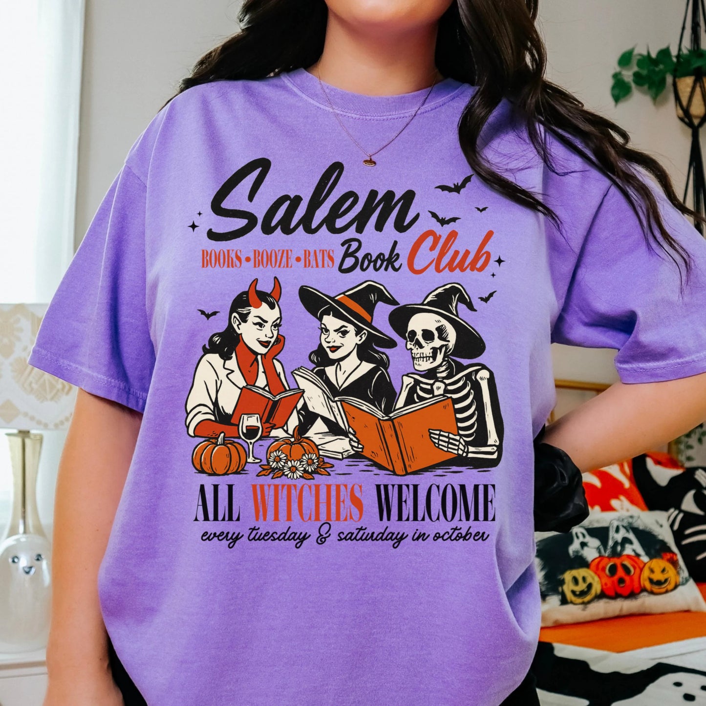 Salem Book Club Comfort Colors Halloween Tee