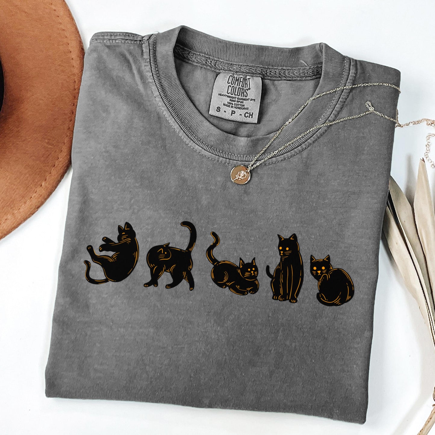 Spooky Black Cat Halloween Comfort Colors Tee