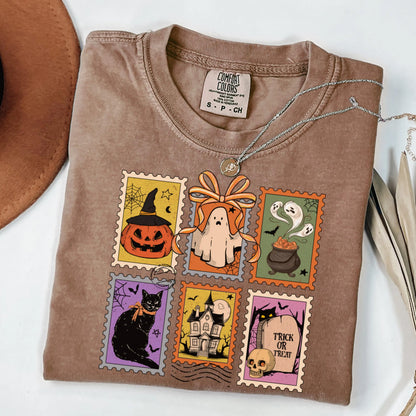 Summerween Cute Ghost Cat Comfort Colors Tee