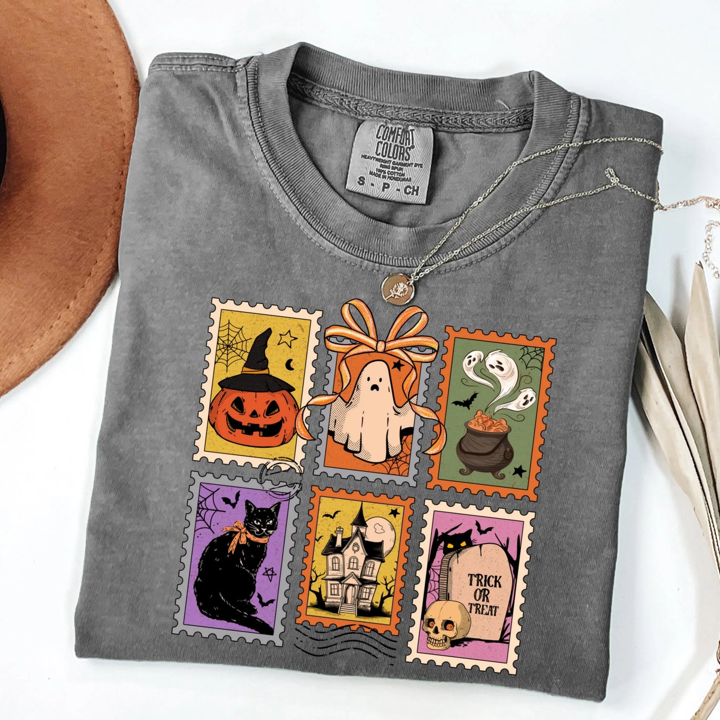 Summerween Cute Ghost Cat Comfort Colors Tee