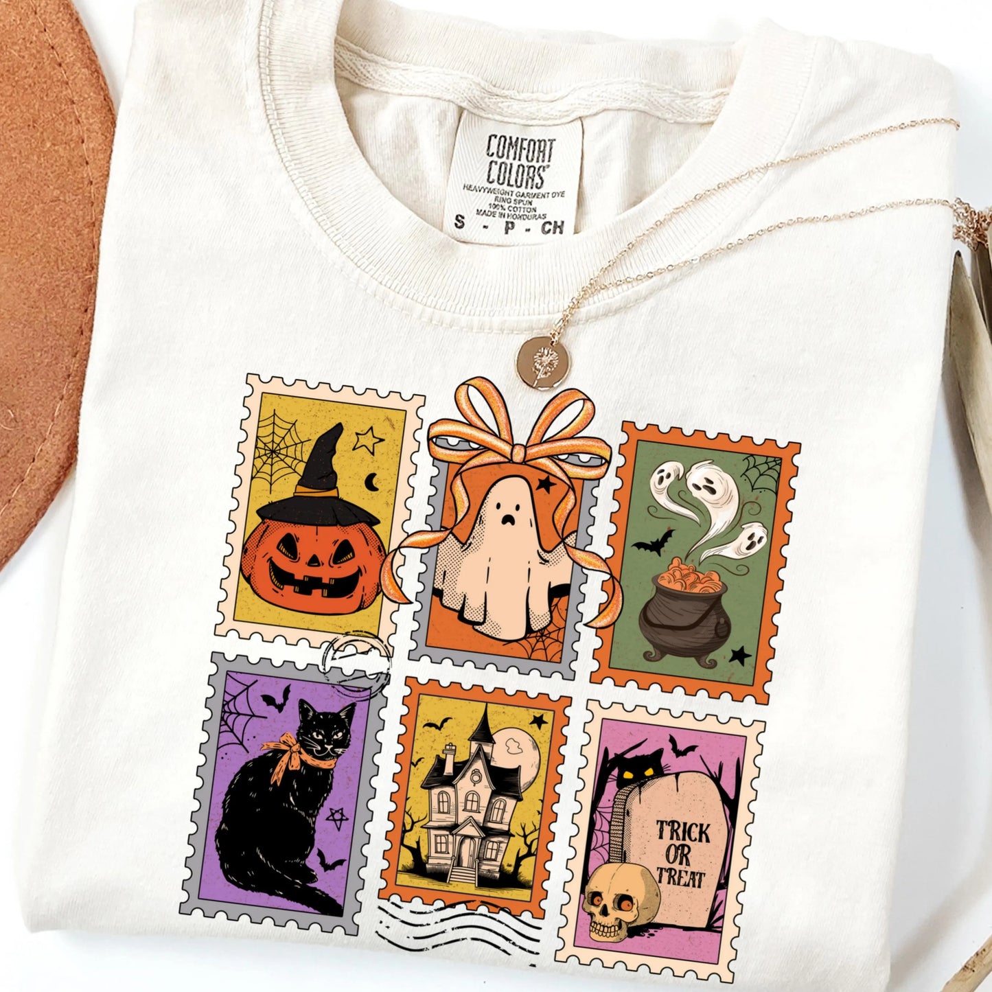 Summerween Cute Ghost Cat Comfort Colors Tee