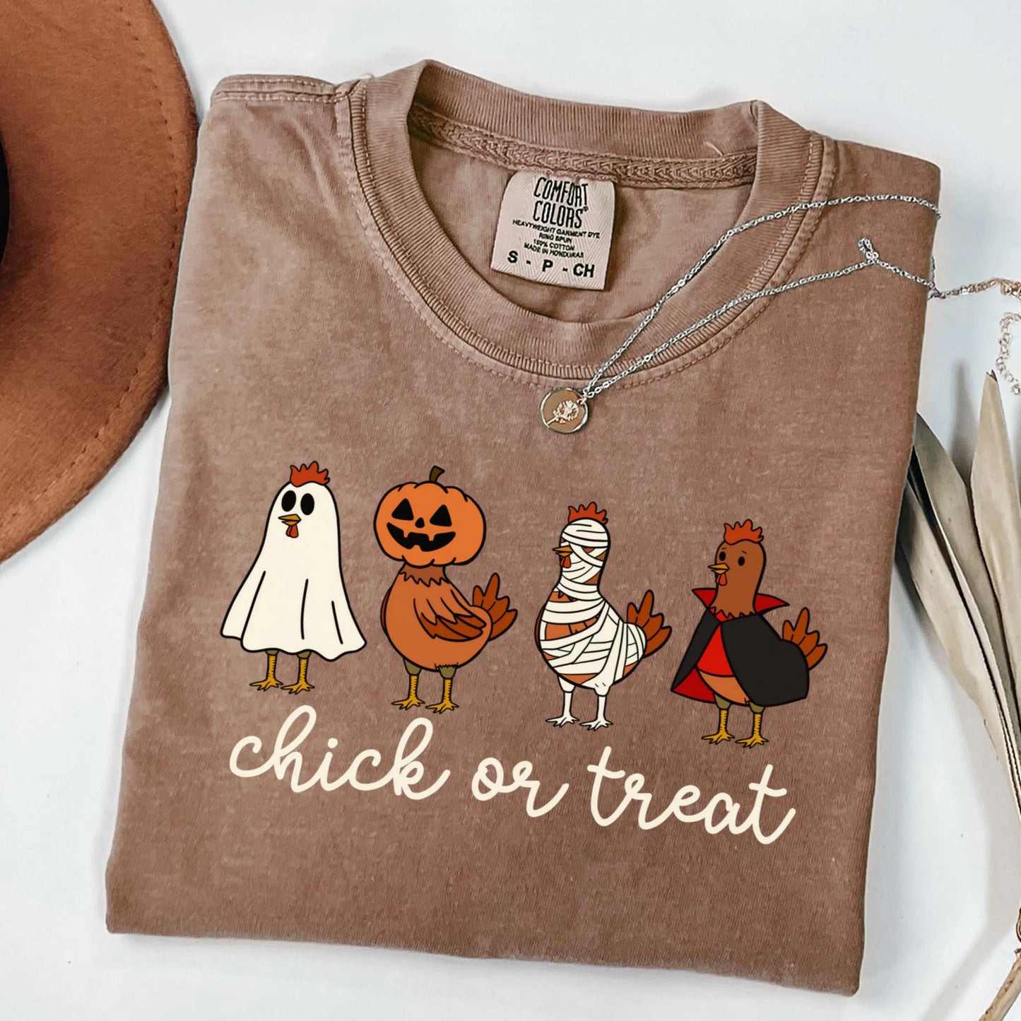 Spooky Chicken Halloween Comfort Colors Tee